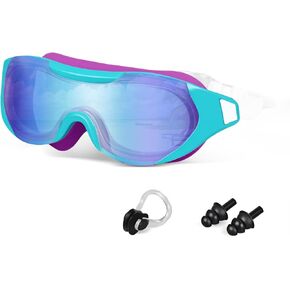 نظارات سباحة للأطفال من Zoomsnail، نظارات سباحة مضادة للكسر وتسرب الأشعة فوق البنفسجية للأطفال الصغار من الأولاد والبنات من سن 3 إلى 15 عامًا (أزرق أرجواني) in Kuwait