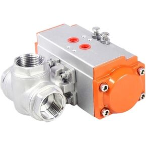 1PCS 1/2" Stainless Steel Pneumatic Three-Way Ball Valve T Type Q614F-16P Three-Piece high Platform Pneumatic Ball Valve(T Type) in Kuwait