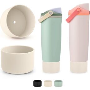 XANGNIER 2 قطعة واقي حذاء من السيليكون لـ Owala 30oz & 40oz Freesip Sway معزول زجاجة مياه من الفولاذ المقاوم للصدأ، غطاء سفلي لملحقات Owala، يعزز الثبات ويمنع الخدوش، أبيض in Kuwait