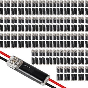 100 قطعة موصل توصيل مزدوج السلك، موصلات شريط إضاءة LED 2 دبوس، موصل سلك لصق سريع لـ AWG 20-24،2 دبوس 2 اتجاه محطات أسلاك عالمية مدمجة، لا يتطلب تجريد الأسلاك in Kuwait