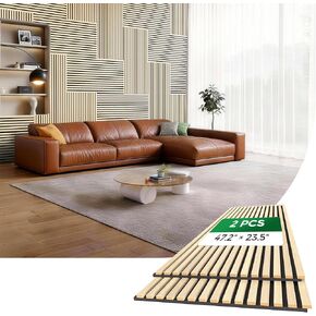 Wood Slat Acoustic Wall Panels, 3D Wall Panels with High Density Core for Echo Reduction, Easy DIY, for Living Room, Bedroom, Studio and More,Safe for Kids (Black, 94.5"×12.6"-2 PCS) in Saudi Arabia