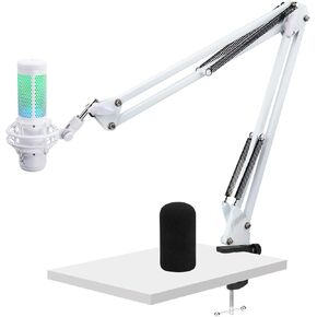 لذراع HyperX Quadcast S Boom - ذراع ميكروفون مطور مع غطاء إسفنجي للميكروفون يقلل من ضوضاء الرياح، ذراع ذراع أبيض لـ Hyperx Quadcast، محول 3/8 بوصة إلى 5/8 بوصة متوافق مع الطرز الأخرى in Kuwait