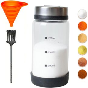 شاكر ملح أو فلفل 200 مل مع فتحات صب قابلة للتعديل، موزع توابل زجاجة زجاجية مع غطاء من الفولاذ المقاوم للصدأ لملح الهيمالايا، ملح البحر كورس الناعم، فلفل أسود in Kuwait