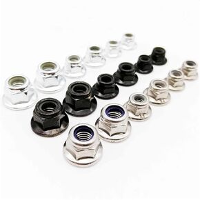 M3 M4 M5 M6 Black Carbon 304 A2 Stainless Steel Hex Flange Nut Nylock Locknut 10Pcs(304 SS,M5 10pcs) in Kuwait
