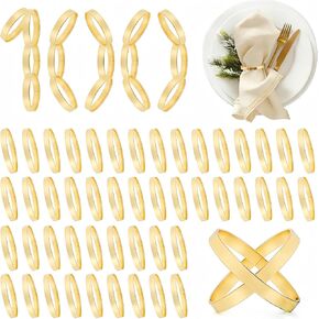 100 Pcs Gold Napkin Rings Bulk, Metal Napkin Ring Holders Round Buckles, 1.57" Exquisite Napkin Rings for Wedding Dinner Party Christmas Home Table Setting Decor in Kuwait