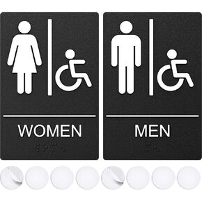 Unisex Bathroom Signs, Restroom Sign for Business - 9" by 6" - ADA Compliant with Braille & Handicap Symbol - Strong Double-Sided Adhesives - Perfect for Offices & Public Buildings in Kuwait