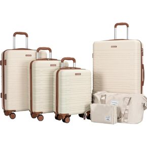 مجموعات الأمتعة 5 قطع حقيبة قابلة للتوسيع قابلة للتوسيع مع عجلات الدوران ، مجموعة أمتعة سفر خفيفة الوزن مع قفل TSA （21/25/29 ، الأسود in Kuwait