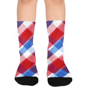 Red Blue Plaid Art Hiking Socks - Toddler Boys & Girls Warm Thick Thermal Winter Crew Socks for School, Daily Wear & Outdoor Activities in Kuwait
