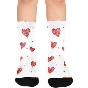 جوارب بيضاء النقاط على شكل قلب أحمر للمشي لمسافات طويلة - جوارب شتوية حرارية سميكة دافئة للأولاد والبنات للمدرسة، والارتداء اليومي والأنشطة الخارجية in Kuwait