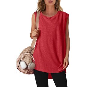ReachMe Womens Sleeveless Workout Tops Linen Loose Athletic Tank Tops Oversized Gym Tee Shirts in Saudi Arabia