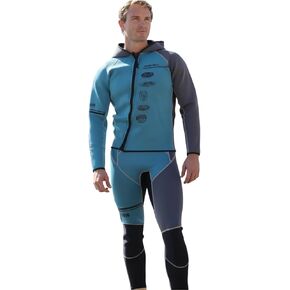 Jet Ski Wetsuit 2 Piece Set | Jettribe Team Rider Series | 3mm Stretch Neoprene with Reinforced Knee Panels for Men & Women (2XL, Blue/Grey) in Kuwait