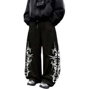 Y2K Sweatpants Emo Graphic Baggy Sweatpants Men Women Flower Slash Hip Pop Streetwear for Skater Wide Leg Pants 2000S in Kuwait