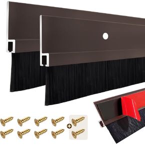 قطعتان من فرشاة الباب لمسح الباب مع قاعدة من سبائك الألومنيوم على شكل حرف H للمنزل، فرشاة باب صناعية، 0.4 بوصة (1.4 بوصة عرض × 39.4 بوصة طول)، أسود in Kuwait