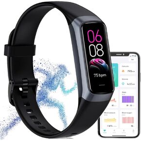 Fitness Tracker,2026 Smart Watch with Blood Pressure Heart Rate & Sleep Monitor IP67 Waterproof Step Calorie Counter Pedometer Fitness Activity Health Watch for Android iOS Phone Men Women Black in Saudi Arabia