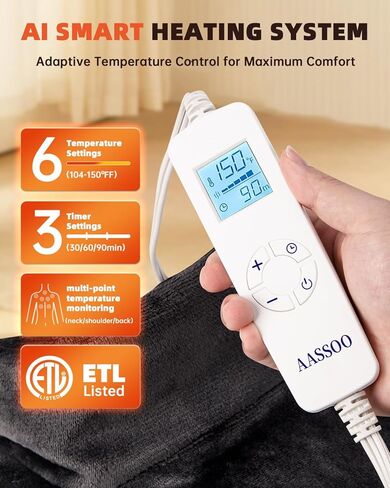 وسادة تسخين مملوءة بالجرافين للرقبة والكتف والظهر، هدايا عيد الأم للأمهات والأمهات المسنات، وسادة حرارية لأكتاف الرقبة الكهربائية لتخفيف الآلام، معتمدة من ETL in Kuwait