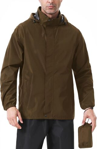 iCreek Men's Rain Jacket Lightweight Waterproof Packable Rain Shell Jacket Raincoat with Hood Windbreaker for Cycling, Golf in Saudi Arabia