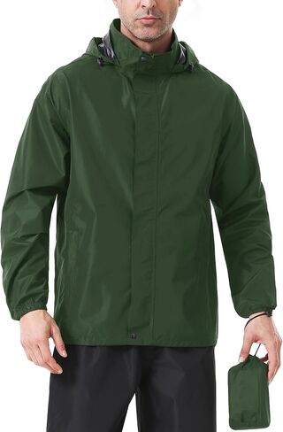 iCreek Men's Rain Jacket Lightweight Waterproof Packable Rain Shell Jacket Raincoat with Hood Windbreaker for Cycling, Golf in Saudi Arabia