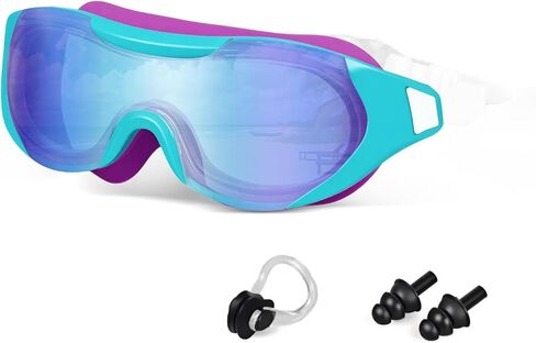 نظارات سباحة للأطفال من Zoomsnail، نظارات سباحة مضادة للكسر وتسرب الأشعة فوق البنفسجية للأطفال الصغار من الأولاد والبنات من سن 3 إلى 15 عامًا (أزرق أرجواني) in Kuwait