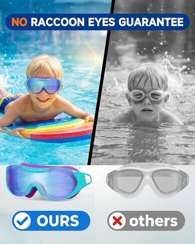 نظارات سباحة للأطفال من Zoomsnail، نظارات سباحة مضادة للكسر وتسرب الأشعة فوق البنفسجية للأطفال الصغار من الأولاد والبنات من سن 3 إلى 15 عامًا (أزرق أرجواني) in Kuwait