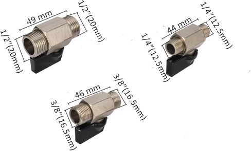 2Pcs Mini Brass Ball Valve 1/4" 3/8" 1/2" Male Thread Air Compressor Valve Garden Water Connectors Irrigation Shut Off Valve(1/2"-Silver-02) in Kuwait