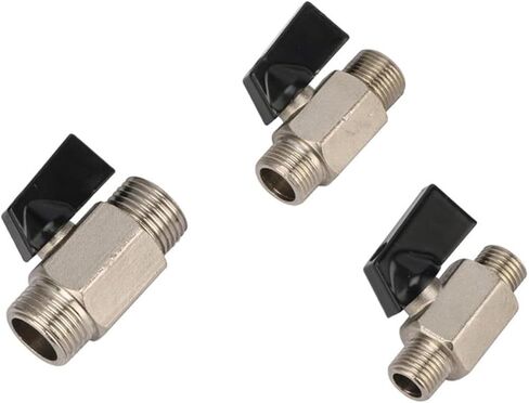 2Pcs Mini Brass Ball Valve 1/4" 3/8" 1/2" Male Thread Air Compressor Valve Garden Water Connectors Irrigation Shut Off Valve(1/2"-Silver-02) in Kuwait