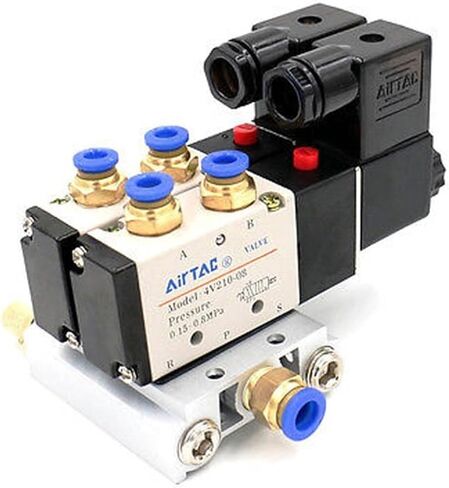 تيار مستمر 12 فولت 24 فولت صمام الملف اللولبي الهوائي المزدوج 4V210-08 كاتم الصوت 4 مللي متر 6 مللي متر 8 مللي متر 10 مللي متر 12 مللي متر قاعدة تركيب سريعة مجموعة 110 فولت 220 فولت 4V210 08 (تركيبات 6 مللي متر ، DC12V) in Kuwait