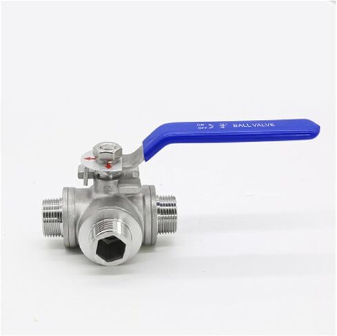 1/2" 3/4" Male Thread Three 3 Way Ball Valve DN15 DN20 Stainless Steel 304 Valve Handle Valves L T Port(1/2",T Port) in Kuwait