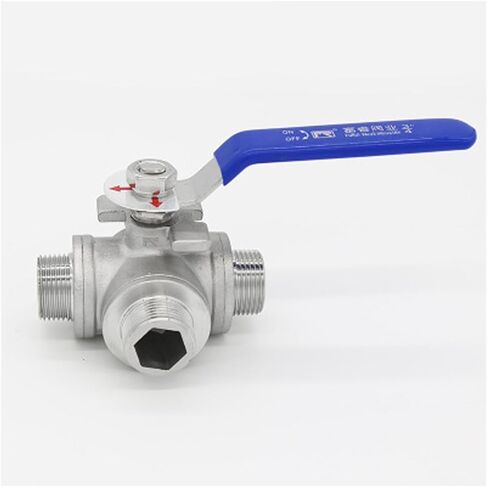 1/2" 3/4" Male Thread Three 3 Way Ball Valve DN15 DN20 Stainless Steel 304 Valve Handle Valves L T Port(1/2",T Port) in Kuwait