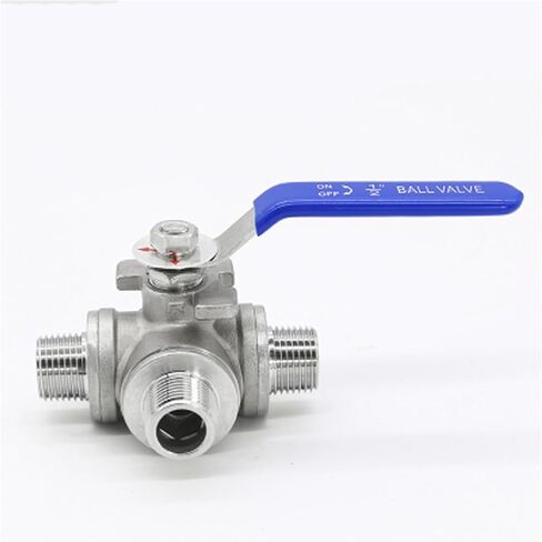 1/2" 3/4" Male Thread Three 3 Way Ball Valve DN15 DN20 Stainless Steel 304 Valve Handle Valves L T Port(1/2",T Port) in Kuwait