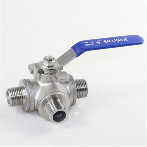 1/2" 3/4" Male Thread Three 3 Way Ball Valve DN15 DN20 Stainless Steel 304 Valve Handle Valves L T Port(1/2",T Port) in Kuwait