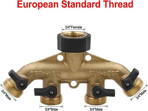 النحاس 4-Way الكرة صمام فاصل المياه حديقة سقي الري الأسرة غسيل السيارات كلبشة خرطوم الموزع in Kuwait