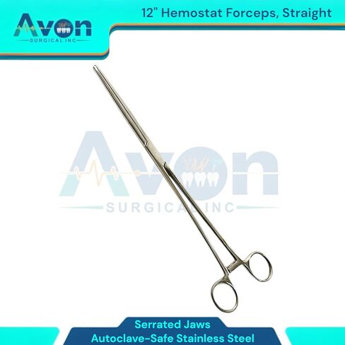 ملقط مرقأة الفاصوليا المستقيمة مقاس 30.48 سم، مشابك طويلة للقفل - من الفولاذ المقاوم للصدأ مسنن بالكامل، للممرضات، وصيد الأسماك - قطعة واحدة لكل واحدة in Kuwait