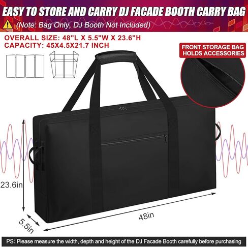 حقيبة حمل كشك واجهة DJ شديدة التحمل، [قماش أكسفورد 840d + جيب أمامي] 47.2 بوصة طول × 5 بوصة عرض × 22.8 بوصة ارتفاع لطاولة كشك حامل DJ المحمولة (حقيبة فقط) in Kuwait
