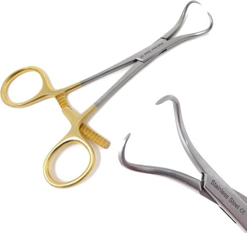 A2Z Scilab Premium Quality Bone Reduction Bone Holding Orthopedic Forceps 5.5" Curved Pointed Tips & Long Ratchet - Surgical Instruments - Made of Stainless Steel - Comes with Non Slip Gold Handle in Saudi Arabia