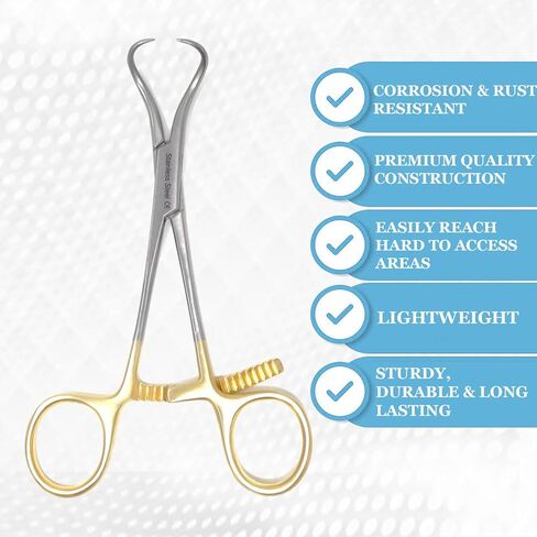 A2Z Scilab Premium Quality Bone Reduction Bone Holding Orthopedic Forceps 5.5" Curved Pointed Tips & Long Ratchet - Surgical Instruments - Made of Stainless Steel - Comes with Non Slip Gold Handle in Saudi Arabia