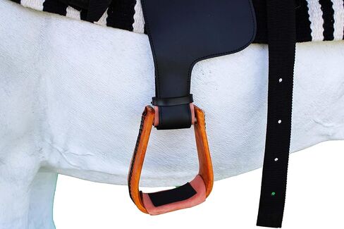 CHALLENGER Western 5" Wide Tan Rawhide Covered Angled Saddle Stirrups 51250TN in Saudi Arabia