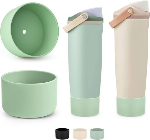 XANGNIER 2 قطعة واقي حذاء من السيليكون لـ Owala 30oz & 40oz Freesip Sway معزول زجاجة مياه من الفولاذ المقاوم للصدأ، غطاء سفلي لملحقات Owala، يعزز الثبات ويمنع الخدوش، أبيض in Kuwait