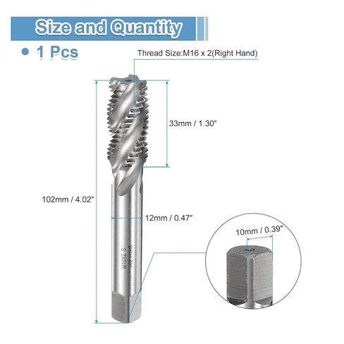 M2 -M22 Spiral Flute Thread Tap Metric Machine Taps 1PCS(M16 X 2) in Saudi Arabia