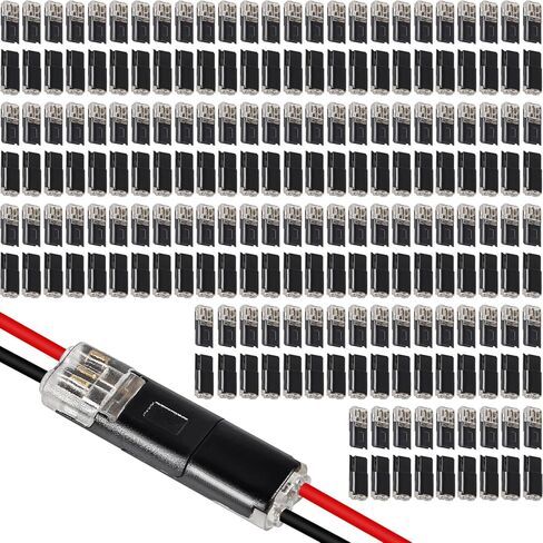100Pcs Double-Wire Plug-in Connector Led Light Strip Connectors 2 Pin, Quick Splice Wire Wiring Connector for AWG 20-24,2 Pin 2 Way Universal Compact Wire Terminals, No Wire-Stripping Required in Saudi Arabia
