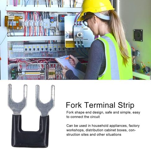 شريط طرفي من نوع Jumper Block أسود من نوع شوكة نحاسية - شريط طرفي من نوع شوكة نحاسية لسلسلة TB 15A 400V (TB-1502) - 20 قطعة in Saudi Arabia