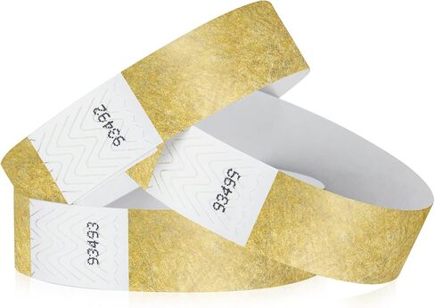 WristCo Metallic Gold Tyvek Wristbands for Events - 100 Count - Comfortable Tear Resistant Paper Bracelets ID Wrist Bands for Concerts Festivals Admission Party Identification in Saudi Arabia