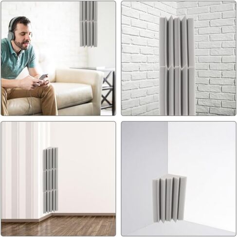Toddmomy 4Pcs Bass Traps, Acoustic Foam Corner Panels, 9.4" x 4.7" x 4.7" Sound Proof Acoustic Treatment Panel, Low Frequency Sound Absorber for Studio, Home, Theater in Kuwait