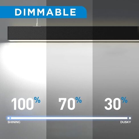 4 عبوات من مصابيح LED الخطية لأعلى ولأسفل 4FT 60W 7800LM، 0-10V عكس الضوء 3000-6500K 5 ألوان متغيرة، اتصال سلس، إضاءة تجارية مكتبية قابلة للربط، غطاء أسود معلق ومثبت على السطح in Kuwait