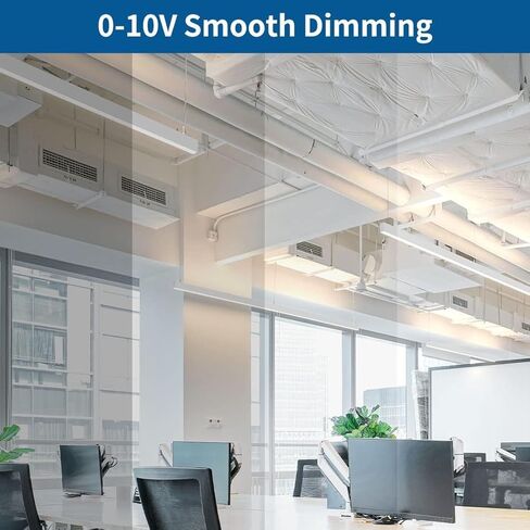4 عبوات من مصابيح LED الخطية لأعلى ولأسفل 4FT 60W 7800LM، 0-10V عكس الضوء 3000-6500K 5 ألوان متغيرة، اتصال سلس، إضاءة تجارية مكتبية قابلة للربط، غطاء أبيض معلق ومثبت على السطح in Kuwait
