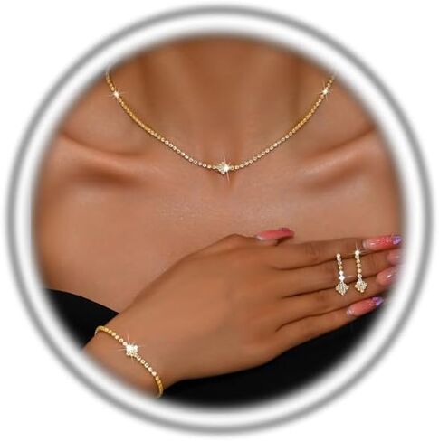 مجوهرات زفاف الزفاف الحجرية للنساء ، سوار قلادة القلادة اللامع ، سوار قلادة القلادة. in Kuwait