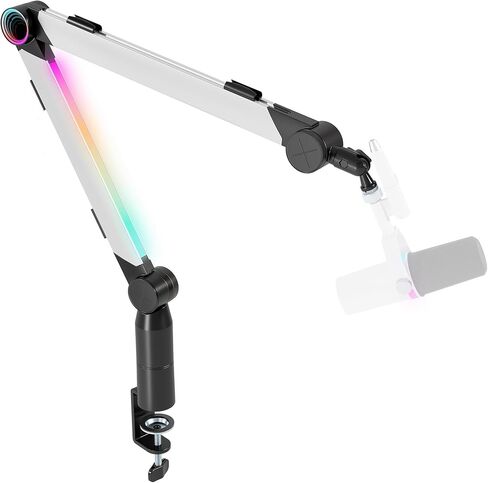 ARES WING Aluminum Microphone Boom Arm with RGB Light and Volume Control, Adjustable Mic Arm Desk Mount with 3/8" to 5/8" Screw Adapter, Suspension Scissor Mic Stand for Gaming Streaming Podcasting in Saudi Arabia