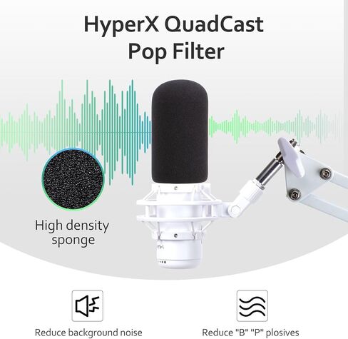لذراع HyperX Quadcast S Boom - ذراع ميكروفون مطور مع غطاء إسفنجي للميكروفون يقلل من ضوضاء الرياح، ذراع ذراع أبيض لـ Hyperx Quadcast، محول 3/8 بوصة إلى 5/8 بوصة متوافق مع الطرز الأخرى in Kuwait