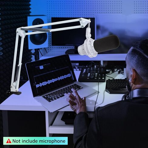 لذراع HyperX Quadcast S Boom - ذراع ميكروفون مطور مع غطاء إسفنجي للميكروفون يقلل من ضوضاء الرياح، ذراع ذراع أبيض لـ Hyperx Quadcast، محول 3/8 بوصة إلى 5/8 بوصة متوافق مع الطرز الأخرى in Kuwait