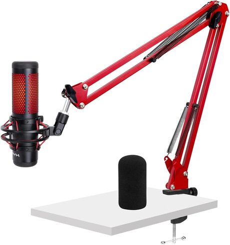 لذراع HyperX Quadcast S Boom - ذراع ميكروفون مطور مع غطاء إسفنجي للميكروفون يقلل من ضوضاء الرياح، ذراع ذراع أبيض لـ Hyperx Quadcast، محول 3/8 بوصة إلى 5/8 بوصة متوافق مع الطرز الأخرى in Kuwait