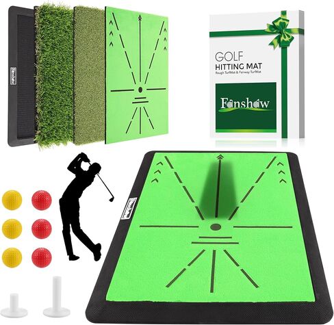Golf Hitting Mat – Golf Pratice Mat with Longer Swing Path Trajectory, 3-in-1 Includes Fairway, Rough & Putting Pad Training Mats on No-Slip Rubber Base, Golf Hitting Mats, Simulator Must Haves in Saudi Arabia